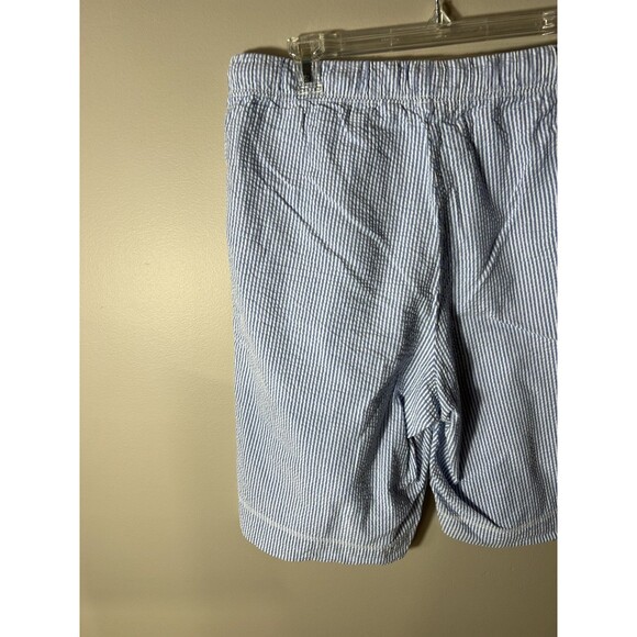 Vintage Cotton Brand Seersucker Shorts Striped Pleated Coastal Beachy Large - Picture 12 of 13